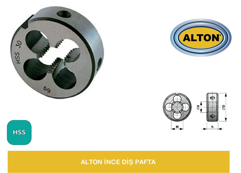 Alton İnce Diş Pafta - M8X0,75