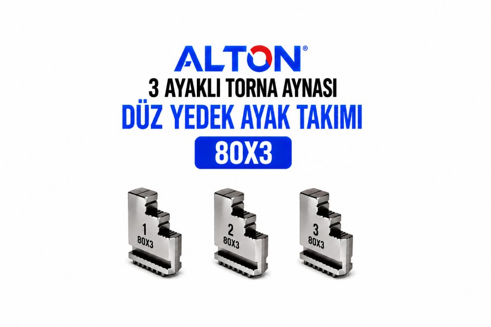 Alton 3 Ayaklı Torna Aynası Düz Yedek Ayak Takımı - 80X3