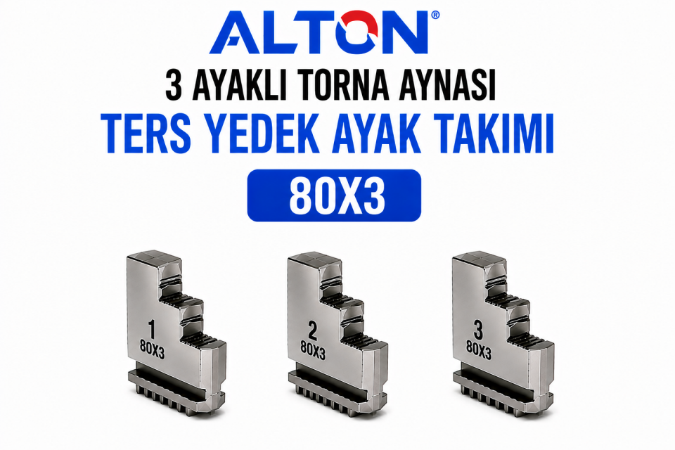Alton 3 Ayaklı Torna Aynası Ters Yedek Ayak Takımı - 100X3