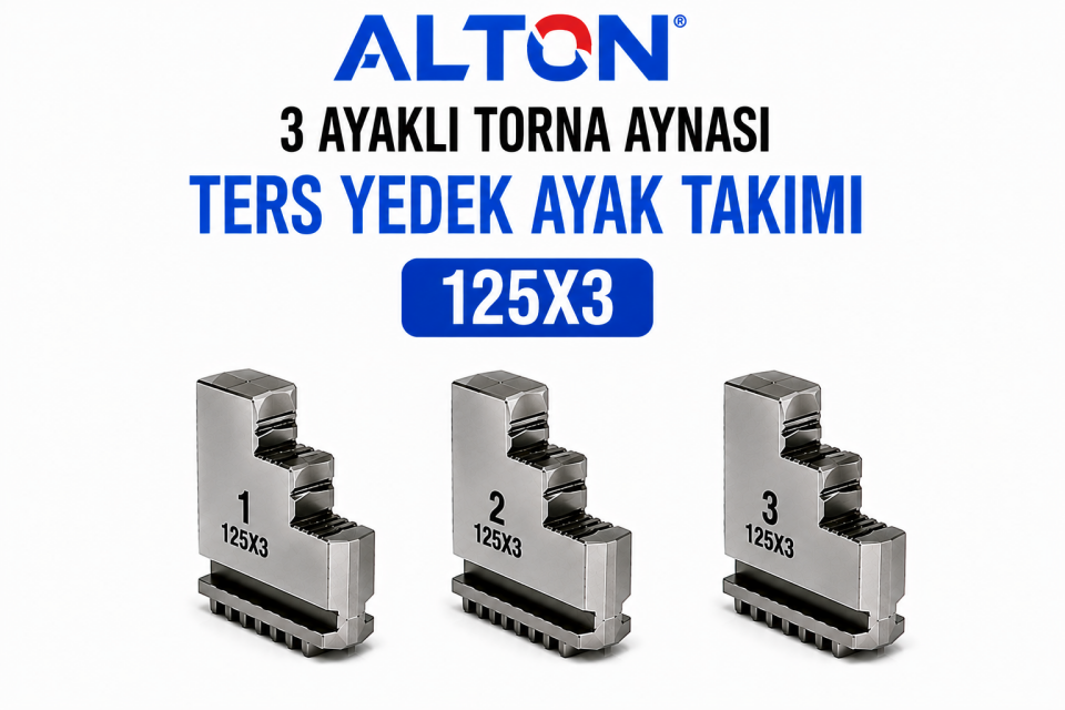 Alton 3 Ayaklı Torna Aynası Ters Yedek Ayak Takımı - 125X3