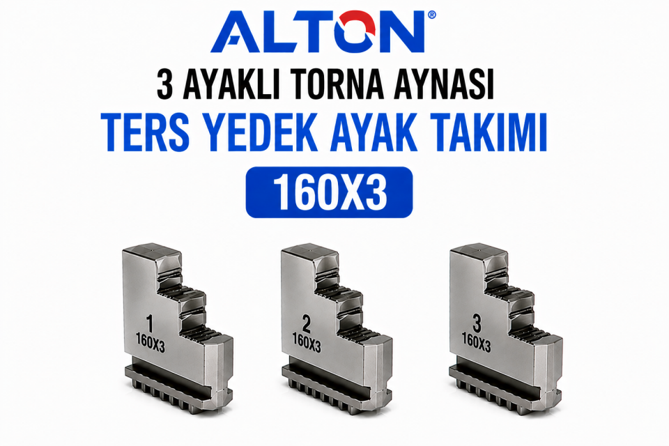Alton 3 Ayaklı Torna Aynası Ters Yedek Ayak Takımı - 160X3