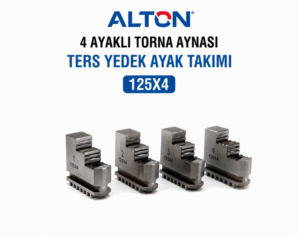 Alton 4 Ayaklı Torna Aynası Ters Yedek Ayak Takımı - 125X4